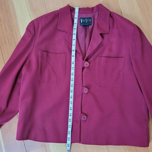 VTG 100% silk red blazer jacket size 12 office business old money quiet luxury - Picture 8 of 11